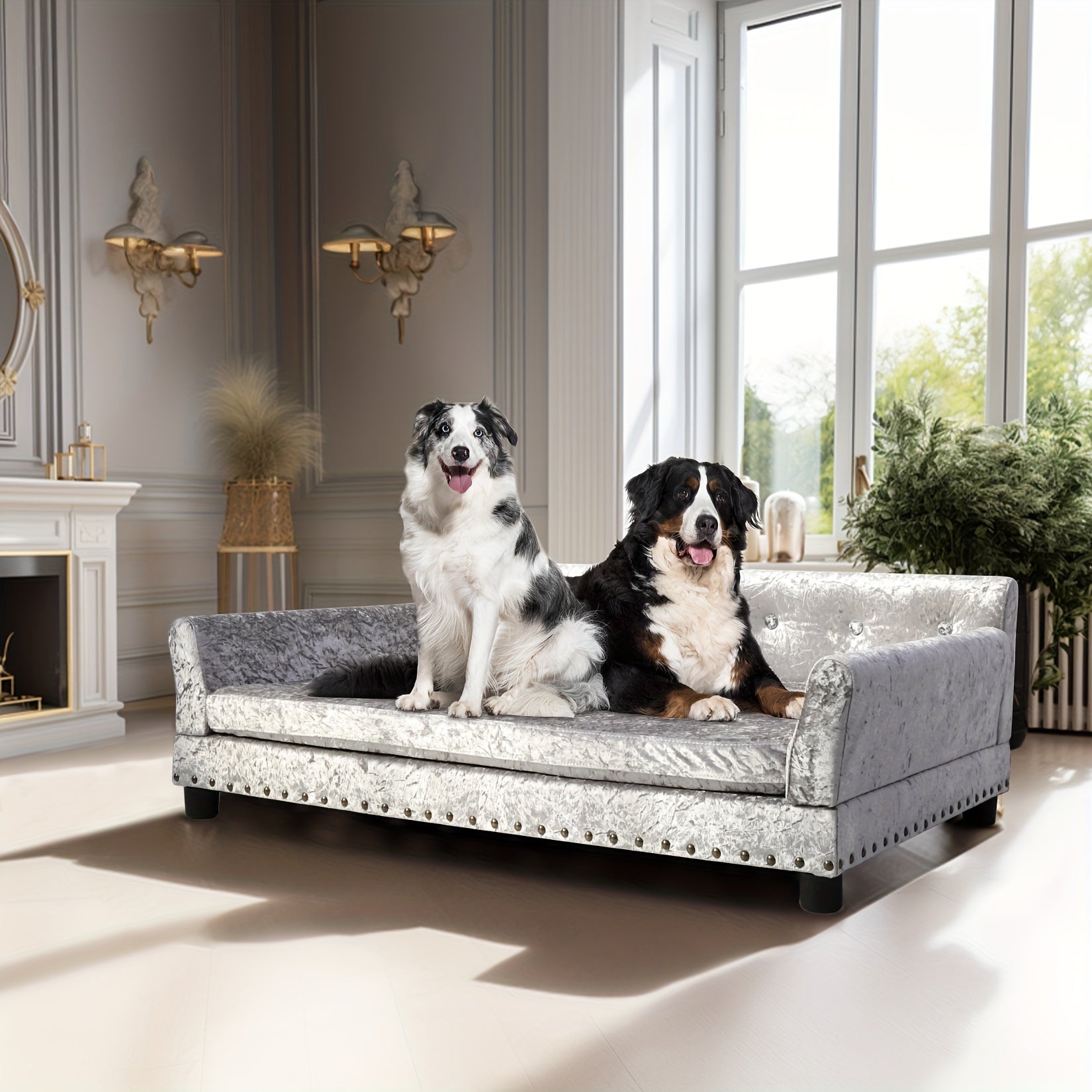 Luxus Samt Hundesofa XL: Modernes Haustiersofa Hundecouch für große Hunde